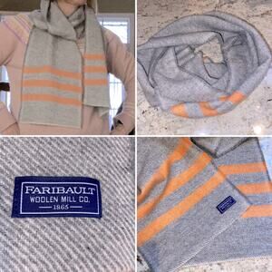 FARIBAULT WOOLEN MILL CO $79 Gray 100% Wool Scarf Minnesota
